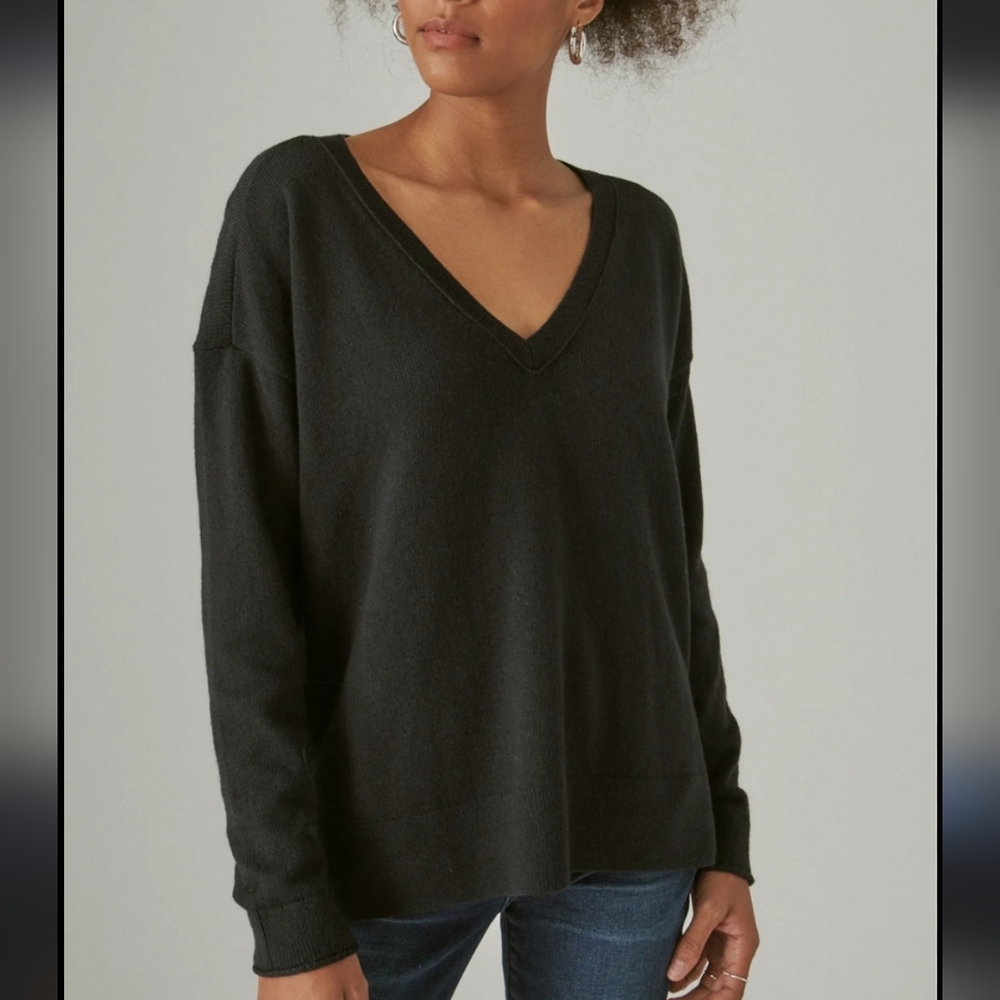 Lucky Brand Black V-Neck Sweater